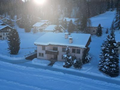 Luftaufnahme Chesa Alkexandra im Winter