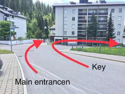 Anfahrt: Rancho geradeaus, Schlüssel abholen nach rechts