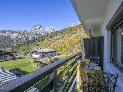 Balkon mit Blick auf den Mont Blanc