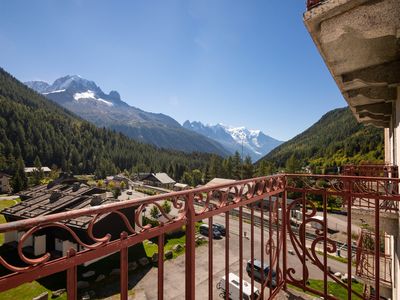 Balkon mit Blick auf den Mont Blanc