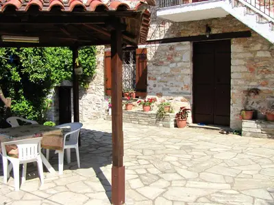 Porch with kiosk
