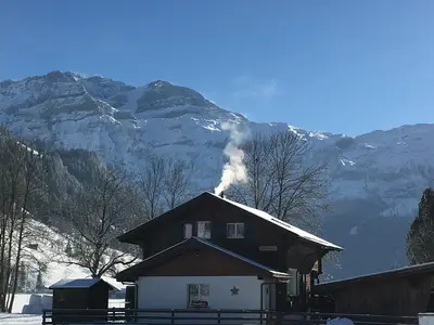 Aussicht aus dem Chalet im Winter