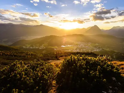 Sonnenuntergang auf der Seefelder Spitze - Blick ü