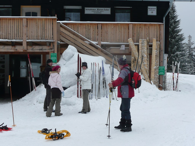 Schneeschuhwandern m