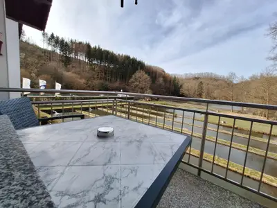 Aussicht vom Balkon ins Grüne