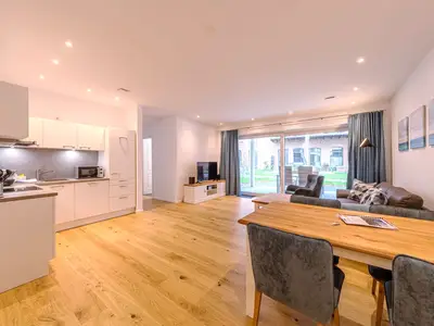 Ferienwohnung Inselpirat offener Wohnbereich mit Küche