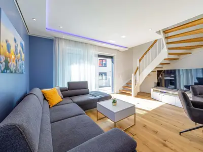 Ferienwohnung SeeGlück Blick in den offenen Wohnbereich