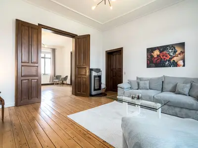 Ferienwohnung InselLiebe in Malchow Blick in den offenen Wohnbereich