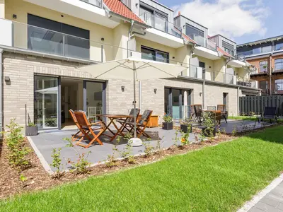 Ferienwohnung Nordlicht in Malchow Blick auf die Terrasse
