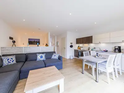 Ferienwohnung Nordlicht in Malchow offener Wohnbereich mit Küche