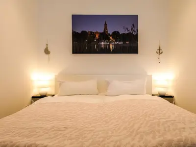 Ferienwohnung Nordlicht in Malchow Doppelbett im Schlafbereich