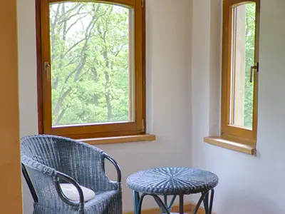 Sitzecke im Schlafzimmer Wohnung "Burgmansarde"