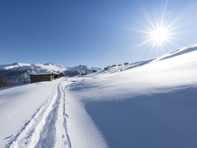 Schneeschuhtour vom Maiensäss in Richtung Winterwanderweg Dumagns nach Wergenstein