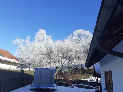 Unser Garten an einem schönen Wintertag