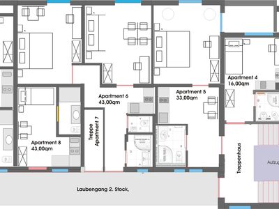 Grundriß Apartments 4, 5, 6, 8, und 9
