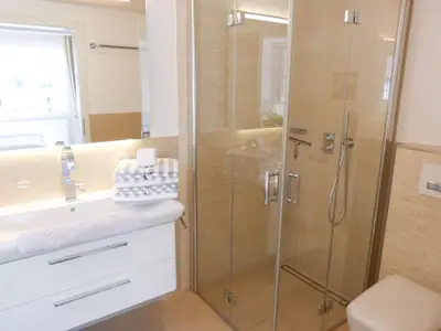 Badezimmer der Ferienwohnung GreenWaanang in Nebel auf Amrum