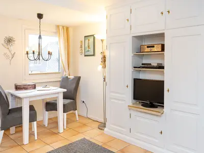Wohnzimmer in der Ferienwohnung Kleine Perle auf Amrum