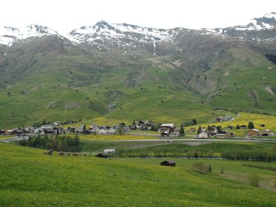 Blick auf das Dorf Nufenen