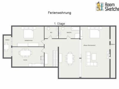 Grundriss unserer Ferienwohnung.