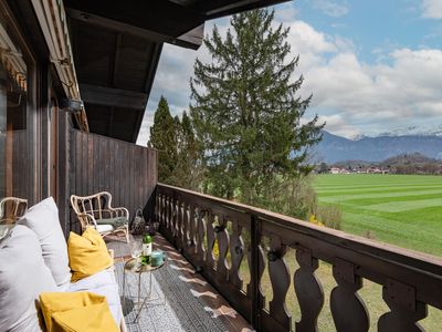 Blick vom Balkon im Dachgeschoss ins Kaisergebirge