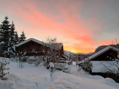 Blick vom Haus ins Morgenrot