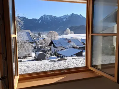 Ausblick Schlafzimmer Ferienwohnung Buind Hisle