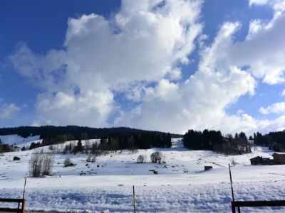 Ferienwohnung Soldanella Tschuor - Aussicht Winter