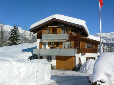 Ferienwohnung Soldanella Tschuor -  Ansicht Winter