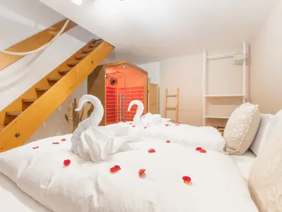 Schlafzimmer mit Sauna