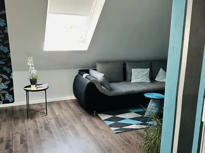 Einblick in Ferienwohnung auf Wohnbereich