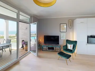 Strandlage-Ferienwohnung mit Sauna und Meerblick