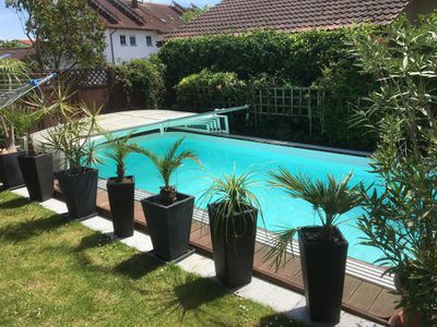 Garten mit Pool - Ferienwohnung Wendelstein