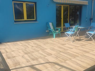 großzügige Terrasse mit elektr. Markise 400x250 cm + Heizstrahler