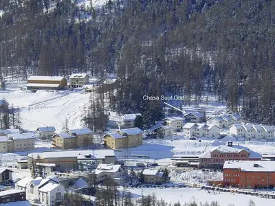 Blick von Languardwiese auf Chesa Suot God