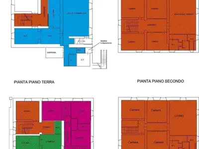 ORANGE  MAP 9 BEDROOMS 6 BATHROOMS- PINK 2 BEDROOMS 2 BATHROOMS - GREEN 1 BEDROOMS 1 BATHROOM
