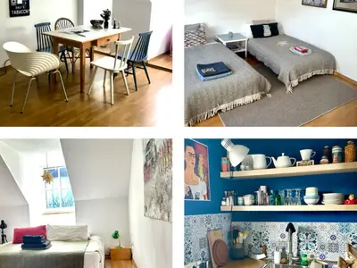 Essbereich, Schlafbereich Wohnzimmer (Option 2 Einzelbetten), Schlafzimmer, Küche
