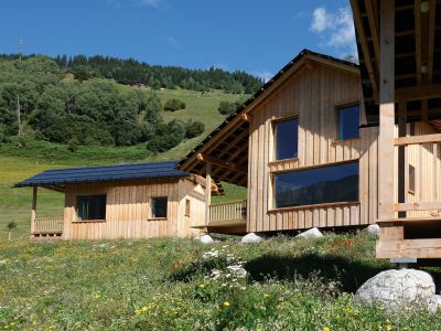 Ferienhäuser Stiva Pintga, Aussenansicht Sommer