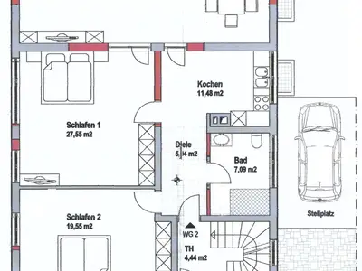 Grundriss-Ferienwohnung (EG) Moselblick