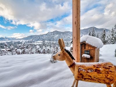 designchalets auf 685 Winter Blick auf Reit Esel