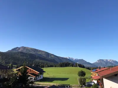 Blick vom Balkon des App. Kaiserblick ins Kaisergebirge und Unterberg
