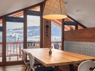 designchalets auf 685 gipfelhütte Eßbereich Winter