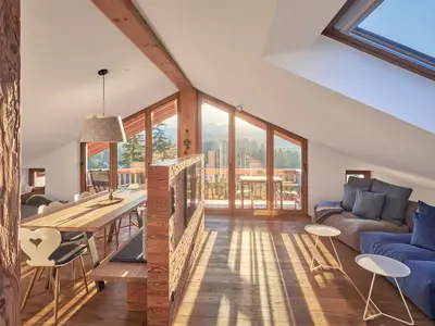 designchalets gipfelhütte Wohn Essbereich