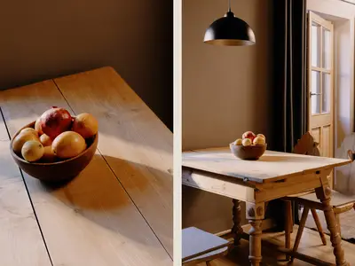 Wohnraum mit Küche, Essbereich und Sofa