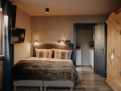 Wohn- und Schlafraum mit Doppelbett