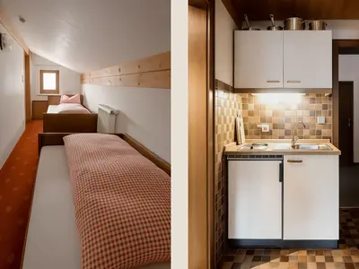 Schlafzimmer mit 2 Einzelbetten, Miniküche