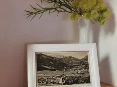 Wohnzimmer, alte Postkarte von Reit im Winkl