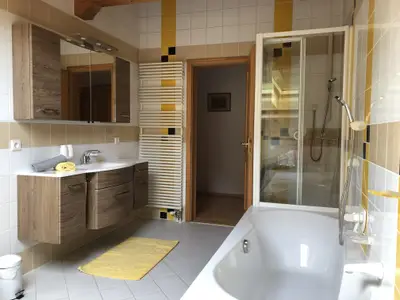 Badezimmer Ferienwohnung Loft „Edelweiss“im Haus am Wiesbach