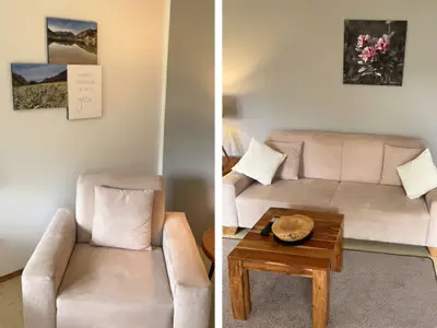 Wohnzimmer Ferienwohnung „Bergveilchen“ im Haus am Wiesbach