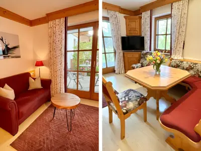 Wohnzimmer-Ferienwohnung-Alpenrose-Haus-am-Wiesbach-Chiemgau-Bayern