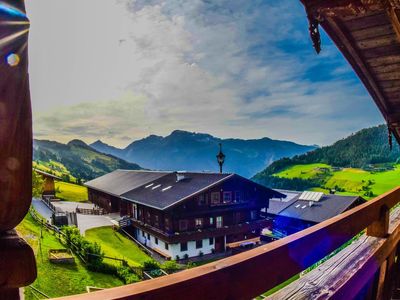 Aussicht vom Balkon auf den Rofan